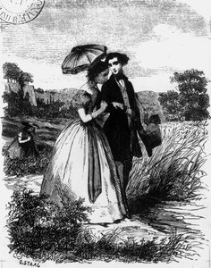 Felix de Vandenesse i Madame de Mortsauf, ilustracja do „Le Lys Dans la Vallee” autorstwa Honore de Balzac (1799-1850) opublikowana w 1871 roku