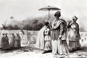 Pani zabierająca dziecko na chrzest, z „Podróży do Surinamu” autorstwa Pierre J. (after) Benoit