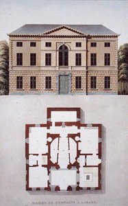 Dom wiejski w Laeken, niedaleko Brukseli, z „Wybór najwybitniejszych zabytków, budynków i domów Królestwa Niderlandów” Pierre