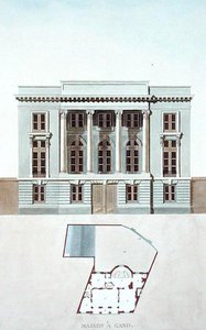 Dom w Gandawie, Belgia, z „Wybór najwybitniejszych zabytków, budynków i domów Królestwa Niderlandów” Pierre