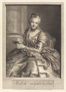 Pani de M ... w sukni balowej autorstwa Pierre Louis de Surugue after Charles Antoine Coypel