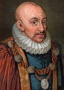 Michel Eyquem de Montaigne 1533-1592 - rycina - XIX wiek - Portret Michela Eyquem de Montaigne (1533-1592)”, francuski filozof humanista. Grawerowanie autorstwa Pierre