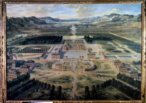 Widok na Zamek i Ogrody Wersalu, wykonany z Alei Paryskiej w 1668 roku (olej na płótnie)