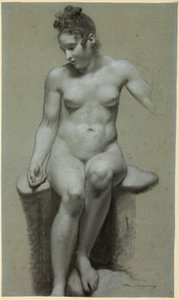 Akt kobiecy w pozycji siedzącej autorstwa Pierre Paul Prud