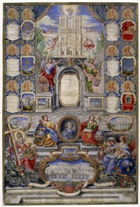 Alegoria kościoła paryskiego z okazji odwołania Edycji Nantes w dniu 18.10.1685 ojciec Jouvency wygłosił kazanie w kolegium w Clermont w grudniu 1685 w medalionie archheveque Paryża, Harlay de Chanvallon, który zachęcał
