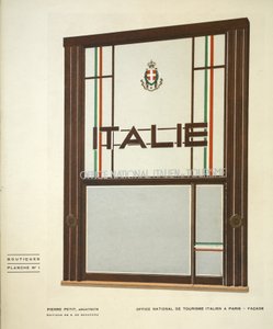 Office National de Tourisme Italien A Paris, Pierre Petit, Boutiques, Henry Delacroix, Editions S De Bonadona, Paryż, późne lata dwudzieste, druk Pochoir autorstwa Pierre Petit