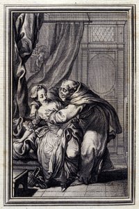 Jak duch przychodzi do dziewczyn. w „” Tales et nouvelles en verse”” Jean La Fontaine. 1776. Ilustracja P.P. Szafarda.