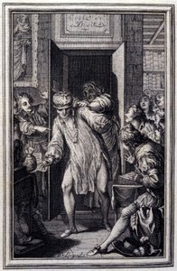 Król Candaule i magister prawa – w „”Tales et nouvelles en vers”” Jeana La Fontaine’a. 1776. Ilustracja P.P. Szafarda. autorstwa Pierre Philippe Choffard