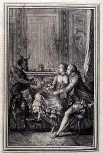 Rzecz niemożliwa - w „”Opowieściach i opowiadaniach wierszem”” Jean La Fontaine. 1776. Ilustracja P.P. Choffarda. autorstwa Pierre Philippe Choffard