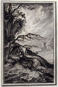Narzeczona króla Garbe - w „Opowieściach i nowinach wierszem” Jeana La Fontaine. 1776. Ilustracja P.P. Choffarda. autorstwa Pierre Philippe Choffard
