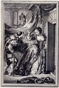 Kalendarz aniardów – w „Opowieściach i opowiadaniach wierszem” Jeana La Fontaine’a. 1776. Ilustracja P.P. Choffarda. autorstwa Pierre Philippe Choffard