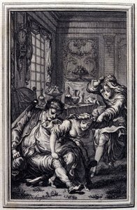 Nietoperz - w „” Opowieściach i wiadomościach wierszem”” Jean La Fontaine. 1776. Ilustracja P.P. Choffarda. autorstwa Pierre Philippe Choffard