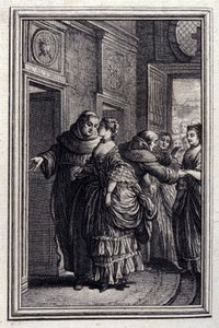 Les Freres de Catalunya - w „”Opowieściach i opowiadaniach wierszem”” Jeana La Fontaine. 1776. Ilustracja P.P. Choffarda. autorstwa Pierre Philippe Choffard