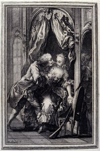 Nieporozumienia - w „”Opowieściach i opowiadaniach wierszem”” Jean La Fontaine. 1776. Ilustracja P.P. Choffarda. autorstwa Pierre Philippe Choffard