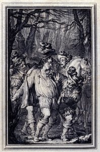 Modlitwa św. Juliena. W „Opowieściach i opowiadaniach wierszem” Jean de La Fontaine, Amsterdam 1776. ilustracja P.P.Choffard. autorstwa Pierre Philippe Choffard