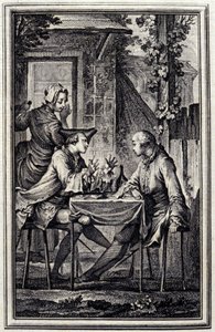 ucha lub raccomoder omułków. W „” Tales et nouvelles en vers”” Jean de La Fontaine, Amsterdam 1776. Zilustrowane przez P.P.Choffarda.