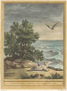 Nietoperz, krzak i kaczka autorstwa Pierre Philippe Choffard after Jean Baptiste Oudry