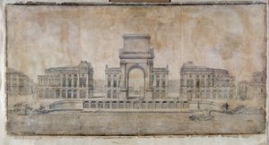 Architektura: „Projekt Place Royale dla Marsylii, perspektywa patrzenia na miasto” 1686 (rysunek) autorstwa Pierre Puget