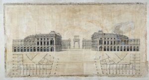 Architektura: „Projekt Place Royale dla Marsylii, perspektywa patrzenia na port i plan piętra” 1686 (rysunek)