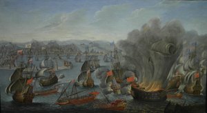 CombateNavalDePalermo16760602PierrePuget1677 autorstwa Pierre Puget