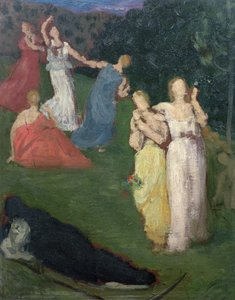 Śmierć i dziewice (olej na tartaku) autorstwa Pierre Puvis de Chavannes