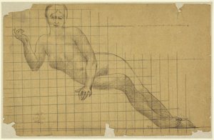 Leżący akt kobiecy, odwrócone studium do postaci w hemicyklu Sorbony: Literatura, nauka i sztuki, Sorbona, Paryż autorstwa Pierre Puvis de Chavannes