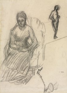 Studium Madame Marie Cantacuzène; Studium stojącego aktu kobiecego, ok. 1883 (czarna kreda) autorstwa Pierre Puvis de Chavannes