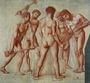Fałszerze, studium dla „Allegorie du Travail” (czerwona kreda na papierze)