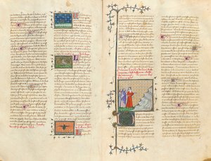 Strona z „Właściwości rzeczy” Bartłomieja Anglika we francuskim tłumaczeniu Jeana Corbechona, c.1390