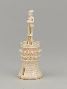 Biała wieża, figura szachowa, Indie, 1820 ok autorstwa Pierre Simon Dequoy