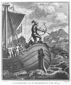 Pantagruel zabija Physetera, ilustracja z „Gargantua i Pantagruel”, autorstwa François Rabelais