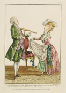Dżentelmen grający na skrzypcach podczas gdy dama tańczy, wyryte przez J. Pelicier, ok. 1780-90