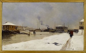 Niski port mostu Tolbiac podczas powodzi autorstwa Pierre Vauthier