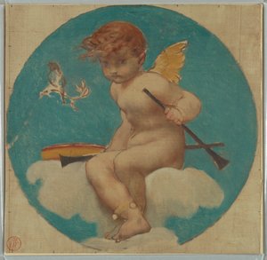 Studiuj dla Roundela z Putto Holding Attributes of Music