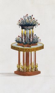 Stojak na kwiaty z mahoniu i brązu, płyta 287, ilustracja z Collection de meubles et objects de gout (Kolekcja mebli i przedmiotów smaku) autorstwa Pierre de La Mesangere