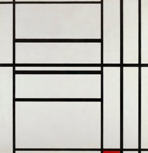 Kompozycja nr 1 z szarością i czerwienią 1938, Piet Mondrian (1872-1944), olej na płótnie autorstwa Piet Mondrian