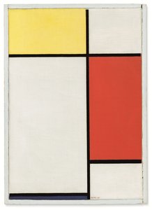 Skład: Nr II, z żółtym, czerwonym i niebieskim autorstwa Piet Mondrian