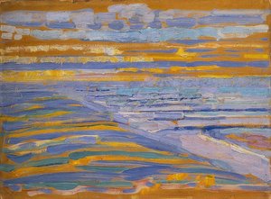 Wydmy z plażą i molo, Domburg. 1909 autorstwa Piet Mondrian