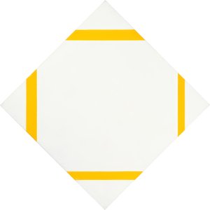 Kompozycja pastylek z czterema żółtymi liniami autorstwa Piet Mondrian