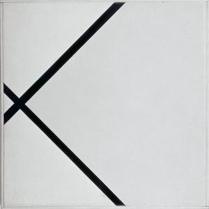 Kompozycja pastylki z dwiema liniami autorstwa Piet Mondrian