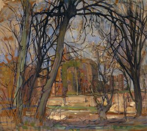 Wiosenne słońce (Lentezon): Ruiny zamku: Brederode, ok. 1909-10 (olej na masonicie) autorstwa Piet Mondrian