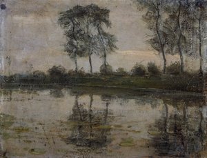 Drzewa nad rzeką Gein — Piet Mondrian (1872-1944). Holandia, XX wiek. autorstwa Piet Mondrian