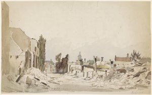 Ruiny w Bodegraven po pożarze z czerwca 1870 r. autorstwa Piet Schipperus