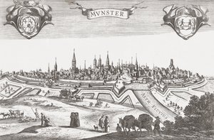 Panorama Munster, Niemcy (druk) autorstwa Pieter (after) Nolpe