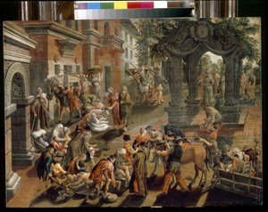 Apostołowie Piotr i Jan. (Apostoł Piotr i Jan). Obraz Pietera Aertsena (1508-1575), olej na drewnie autorstwa Pieter Aertsen
