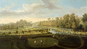 Ogrody w Chiswick House od zachodu (olej na desce)