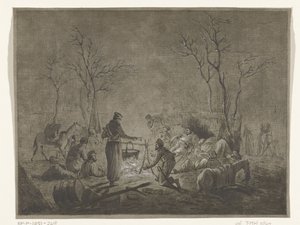 Biwak Kozaków przy pożarze podczas okupacji francuskiej w 1813 roku w Amsterdamie