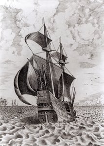 Statek, grawerowany przez Hieronymusa Cock autorstwa Pieter Bruegel the Elder