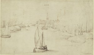 Pieter Bruegel (Starszy) - Krajobraz rzeki Basrode (Baasrode), KdZ 5763 autorstwa Pieter Brueghel the Elder