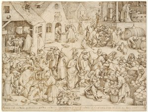 Siedem cnót 3 Dobroczynność autorstwa Pieter Brueghel the Elder